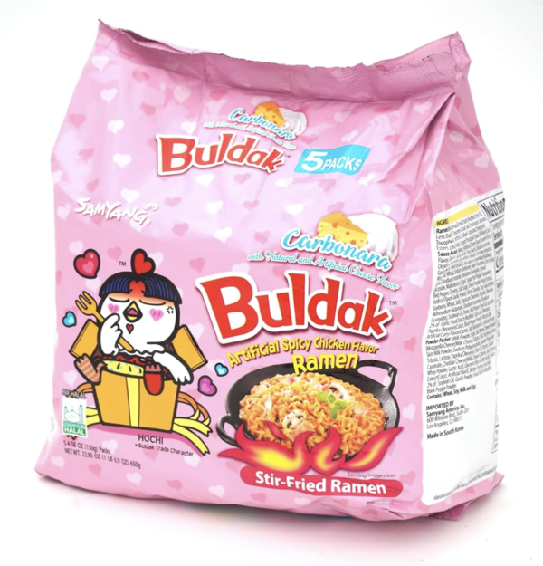 Samyang Buldak Hot Chicken Spicy Ramen Korea Instant Packaged Noodles,Carbonara,4.58 oz,5 Pack